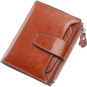 Small Compact Women Wallet RFID Blocking Genuine Leather Bifold Purse